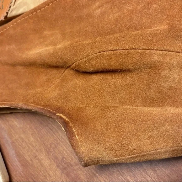 Vintage “The Tannery” Montgomery Ward Brown Suede Leather 70’s 60’s Fringe Vest - Picture 7 of 16